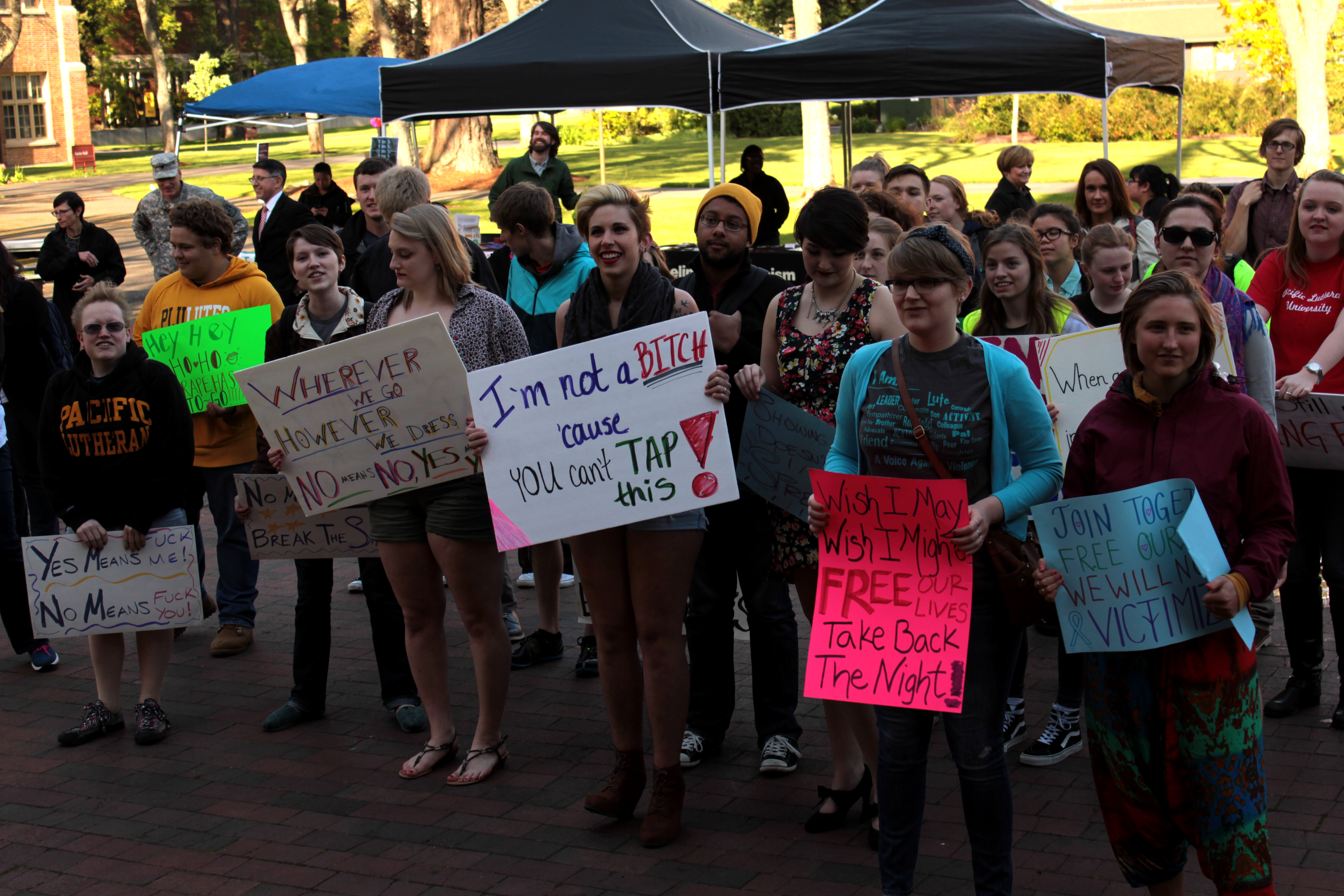 Take Back the Night students demonstrating