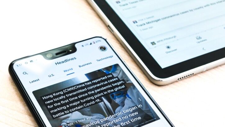 News site on a cell phone