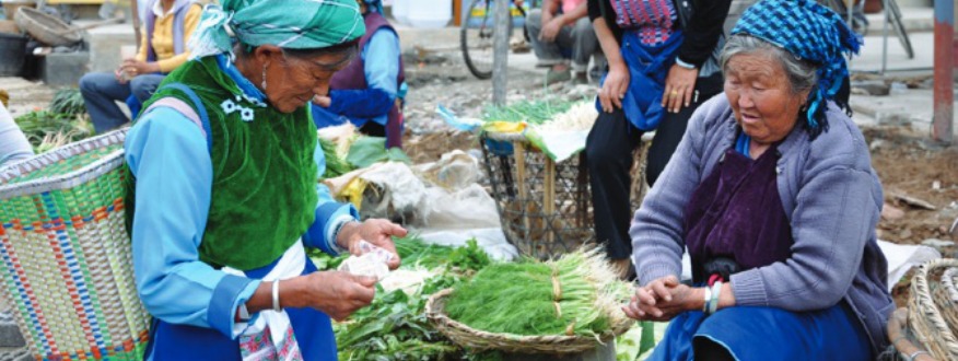 two older women in a produce market