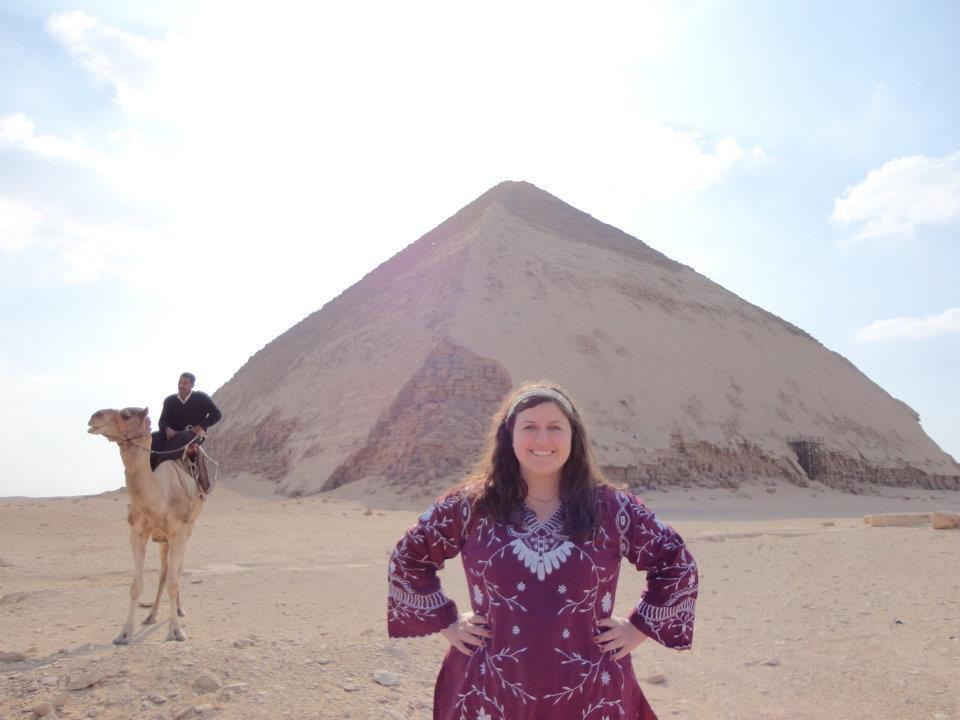 tess raley in front of pyramid