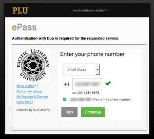 Duo phone number entry screen