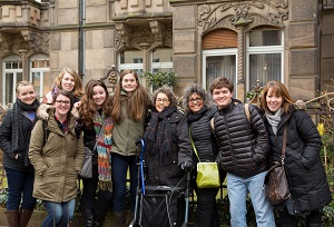 Mainz-Wiesbaden area of Germany on Saturday, Jan. 24, 2015, with Natalie and Pamela Mayer, daughter and wife of Kurt Mayer, a holocaust survivor, who lived here with his family before escaping the Nazi's . (Photo/John Froschauer)