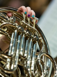 Painted fingernails on horn