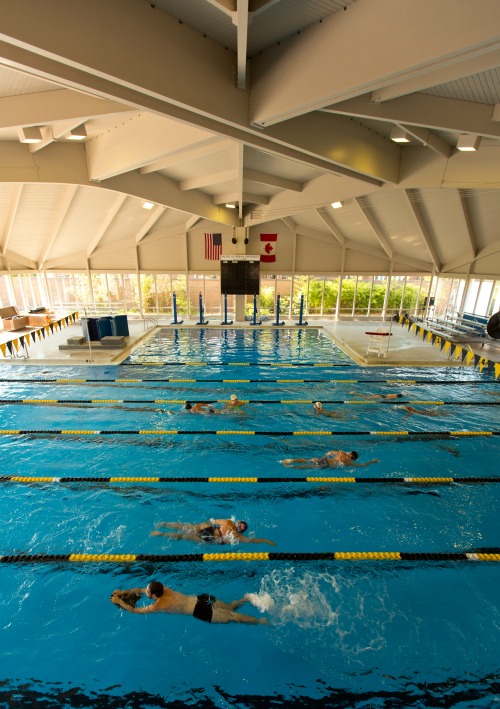 First use of the swimming pool after construction at PLU on Tuesday, Sept. 18, 2012. (Photo/John Froschauer)