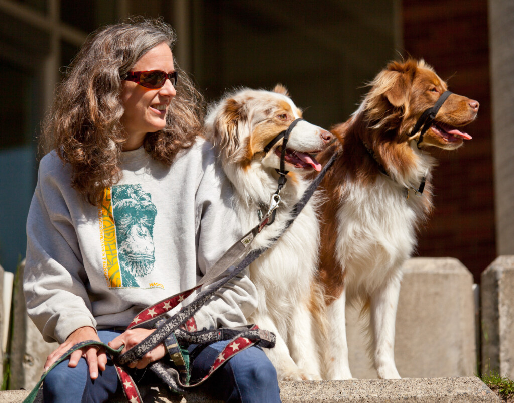 Erin McKenna with Maeve and Kire (therapy dogs) Erin McKenna with Maeve and Kire (therapy dogs)
