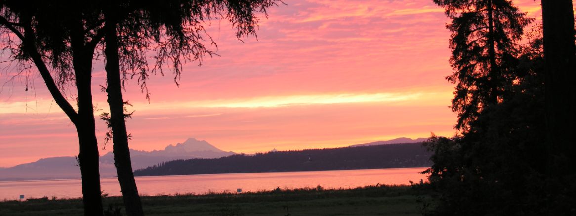 Photo of Saratoga Passage and Mt. Baker at dawn from Menzel home