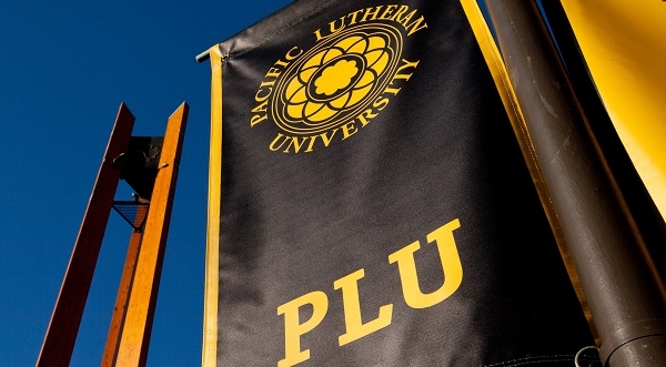 clock tower and PLU banner