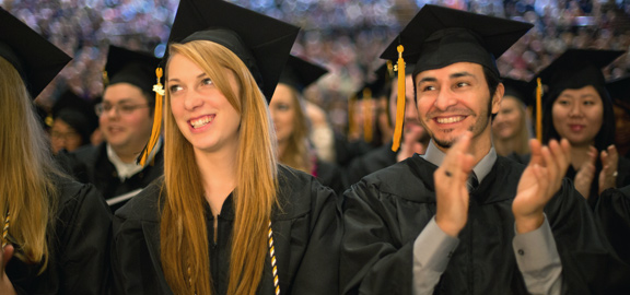 students at commencement