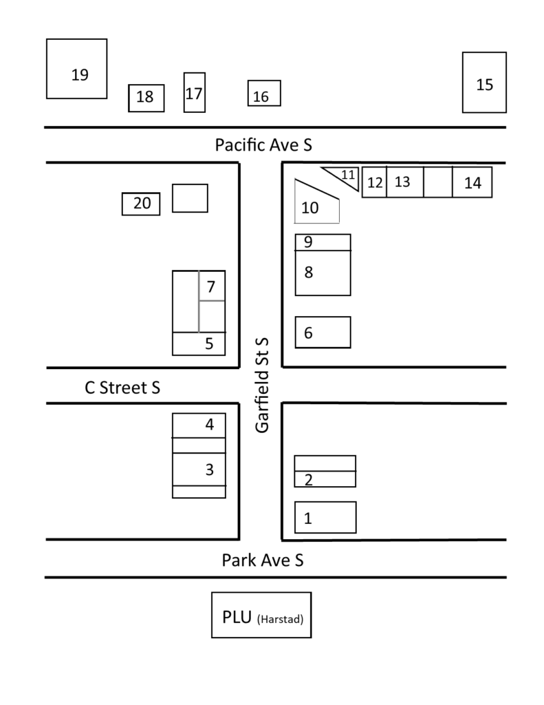 Dining map of Garfield St in Parkland
