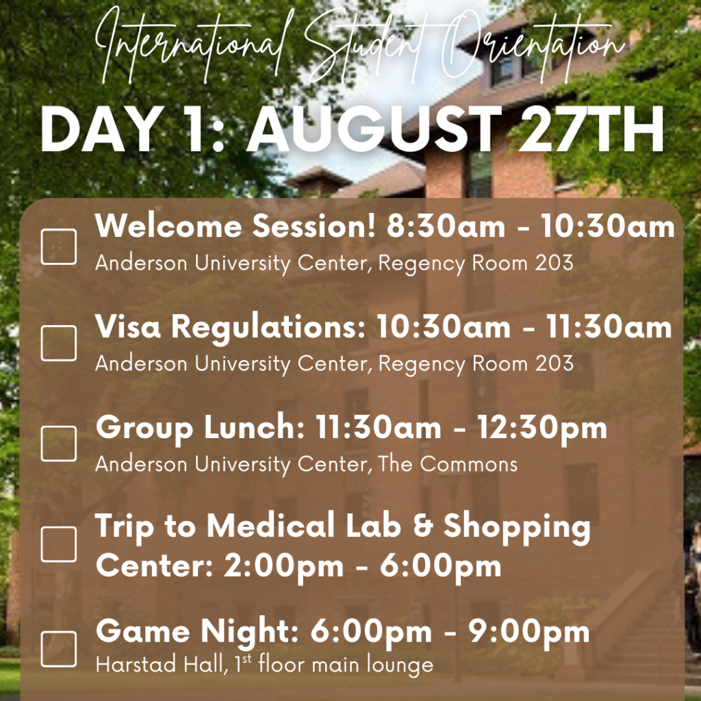 Day One Orientation Schedule