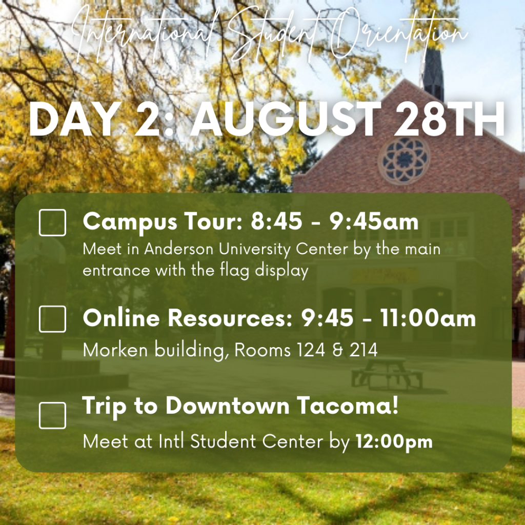 Day Two Orientation Schedule