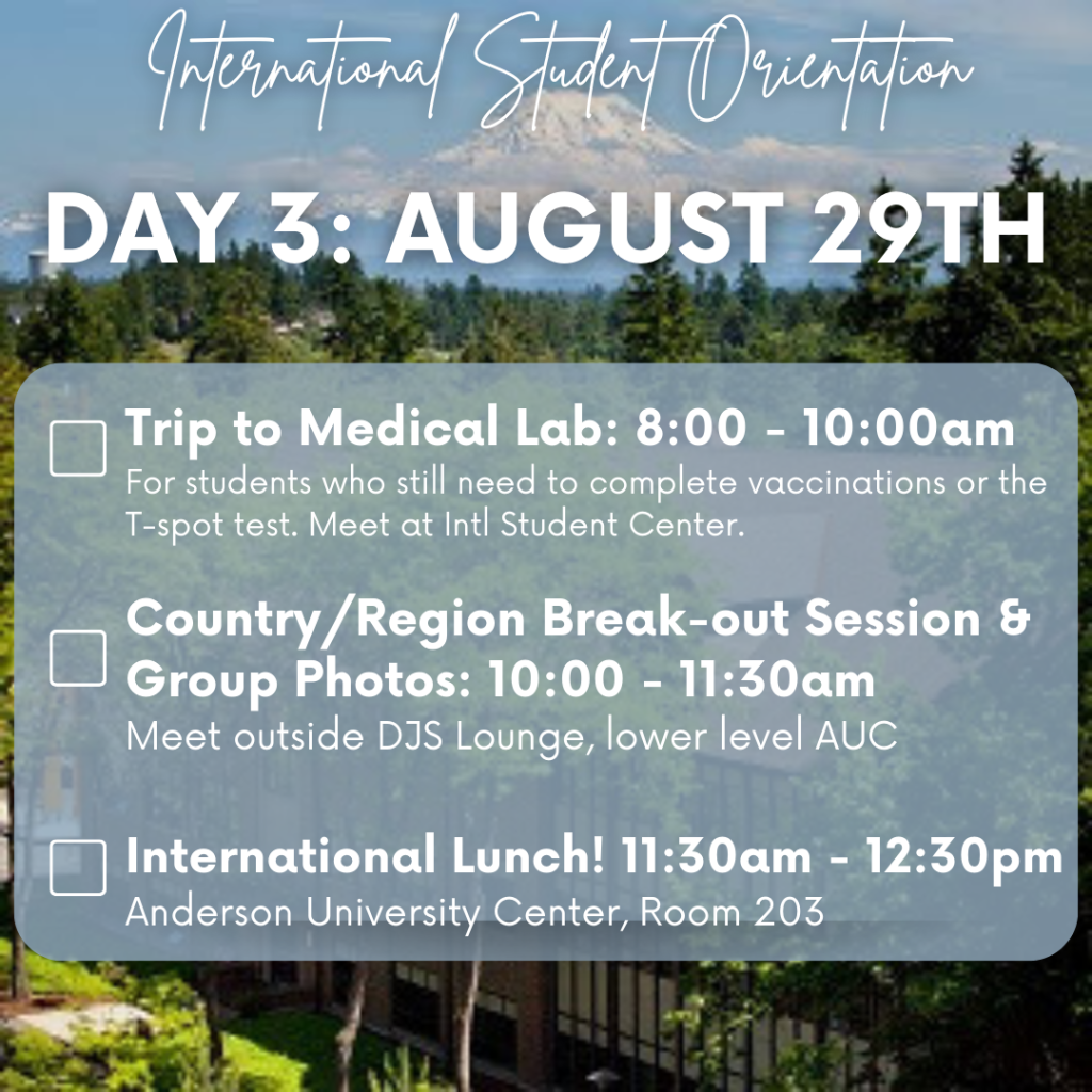 Day Three Orientation Schedule