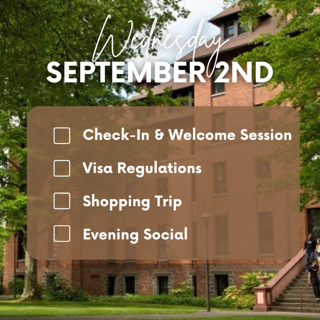 Orientation schedule overview for Sept. 2nd
