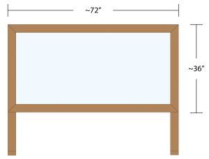 A graphic diagram of a 72"x36" lightboard.