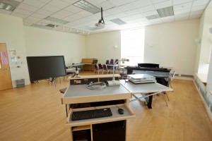 New podium and projector  in Mary Baker Russell 334 