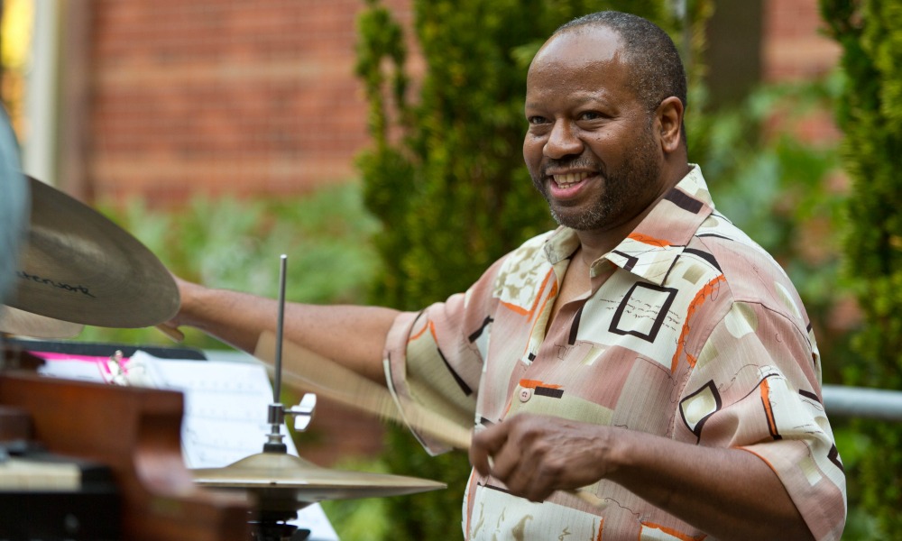 David Deacon-Joyner Trio, Deacon-Joyner, piano, Clipper Anderson, bass, Mark Ivester, percussion, and vocalist Dennis Hastings performing at KPLU's Jazz Under the Stars at PLU on Thursday, Aug. 2, 2012. (Photo/John Froschauer)