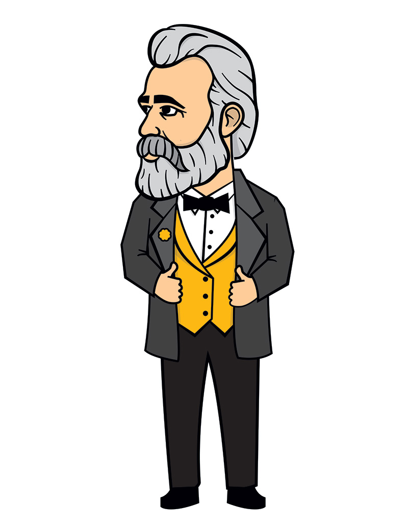 Animated style drawing of Bjug Harstad Animated style drawing of Bjug Harstad