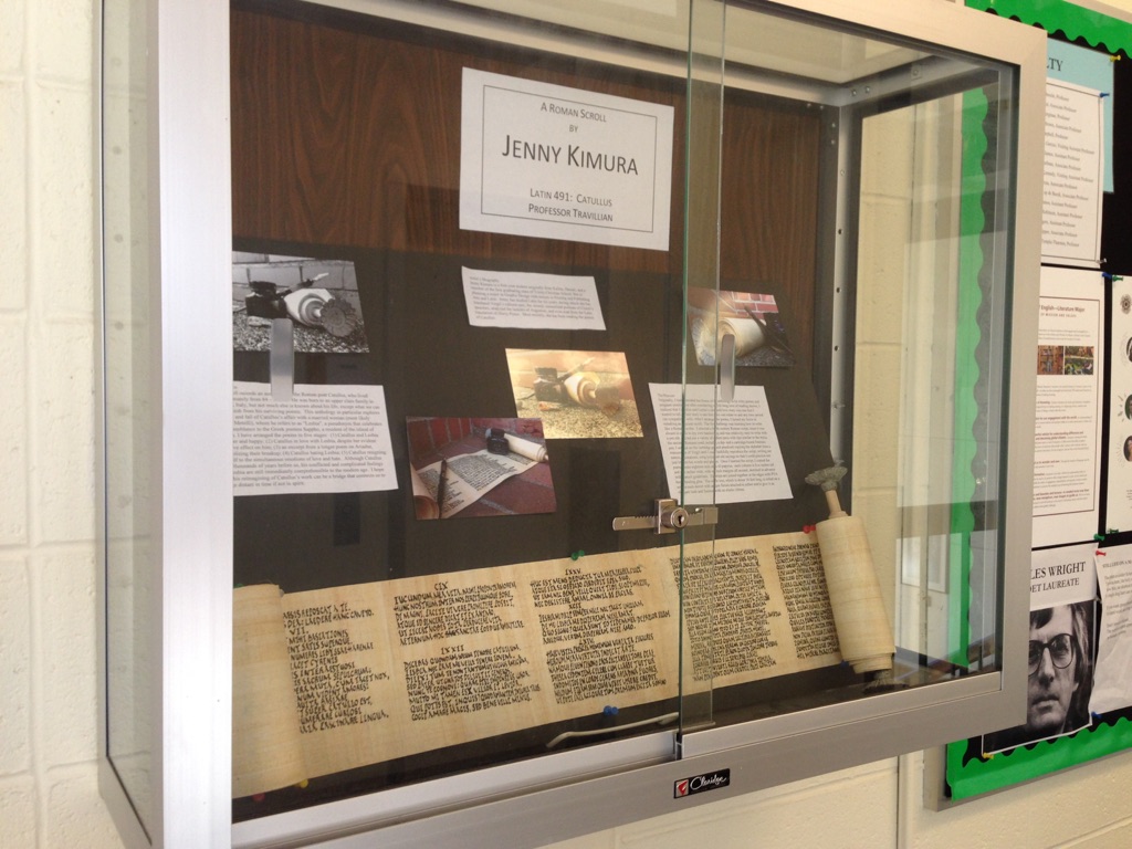 Display Case of Jenny Kimura's Scroll, upstairs Admin