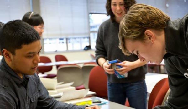 Students studying in a classroom