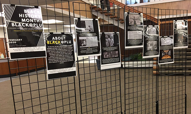 Black History Monthe 2020 exhibit in the library lobby