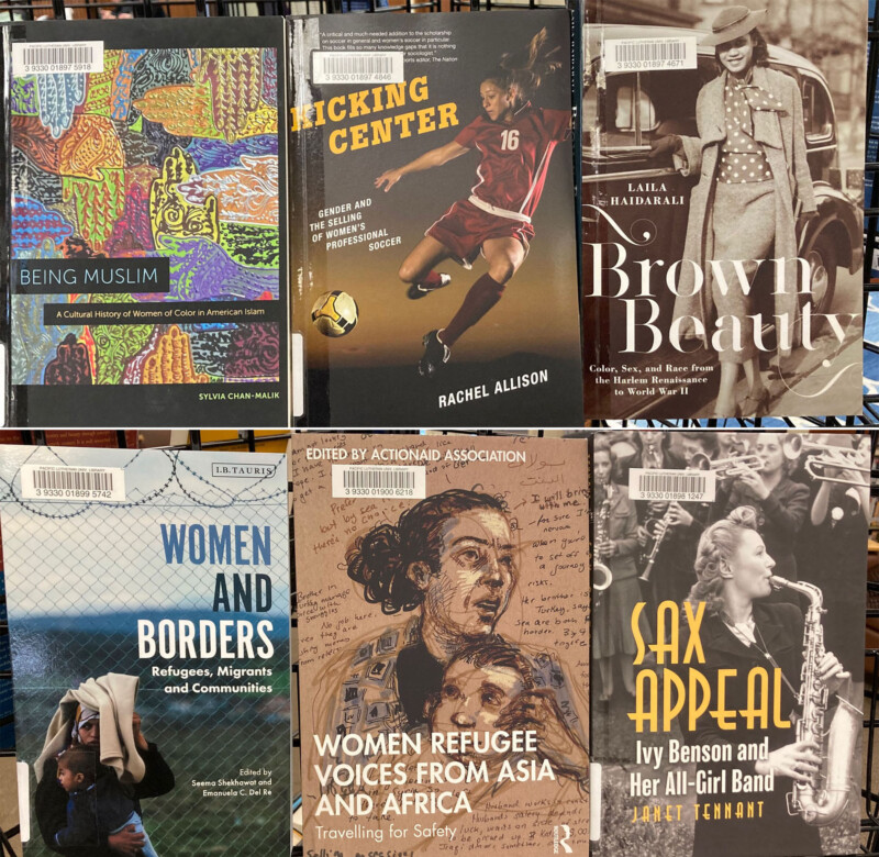 books on display March 2023 for Women's History Month