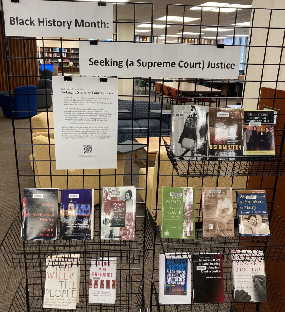 2022 Black History Month exhibit in library lobby
