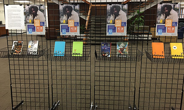 2019 exhibit of Books in Support of the Fall 2019 Jolita Benson Education Lecture in the library lobby