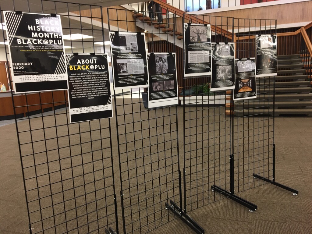 2020 Black History Month: Black@PLU exhibit in the library lobby