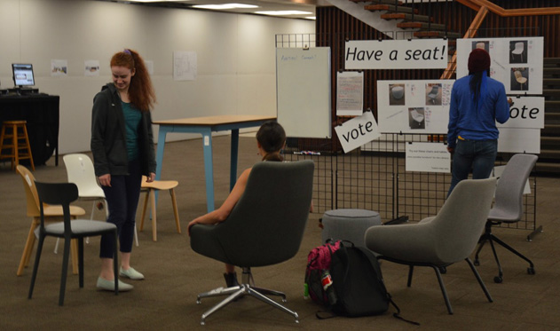 2019 Have a Seat! exhibit in the library lobby