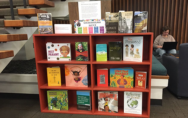 2019 Earth and Diversity week exhibit in the library lobby