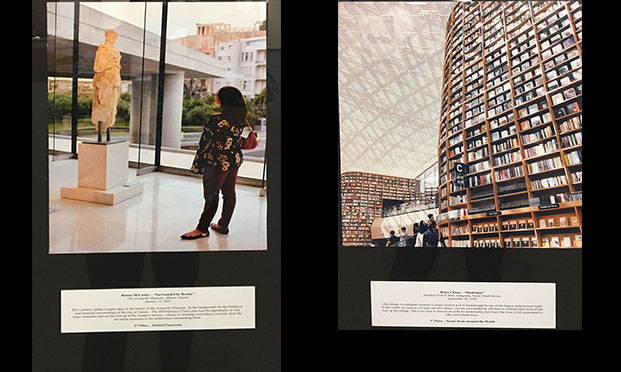 2019 Wang Photo Contest Winners exhibit in the library lobby