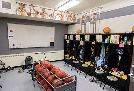 Upgraded locker rooms are constructed for women’s volleyball and men’s and women’s basketball.