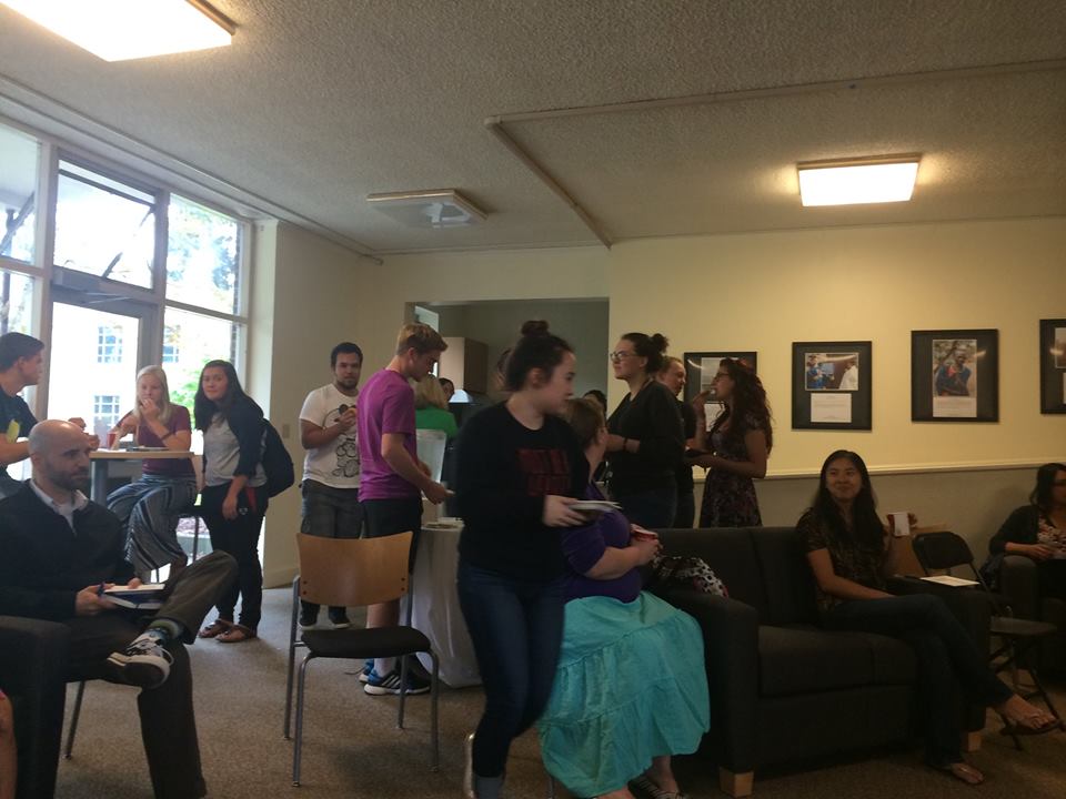 Hong Hall Campus Language Hub with student mingling