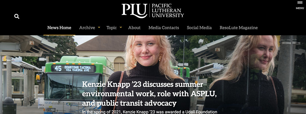 PLU News homepage
