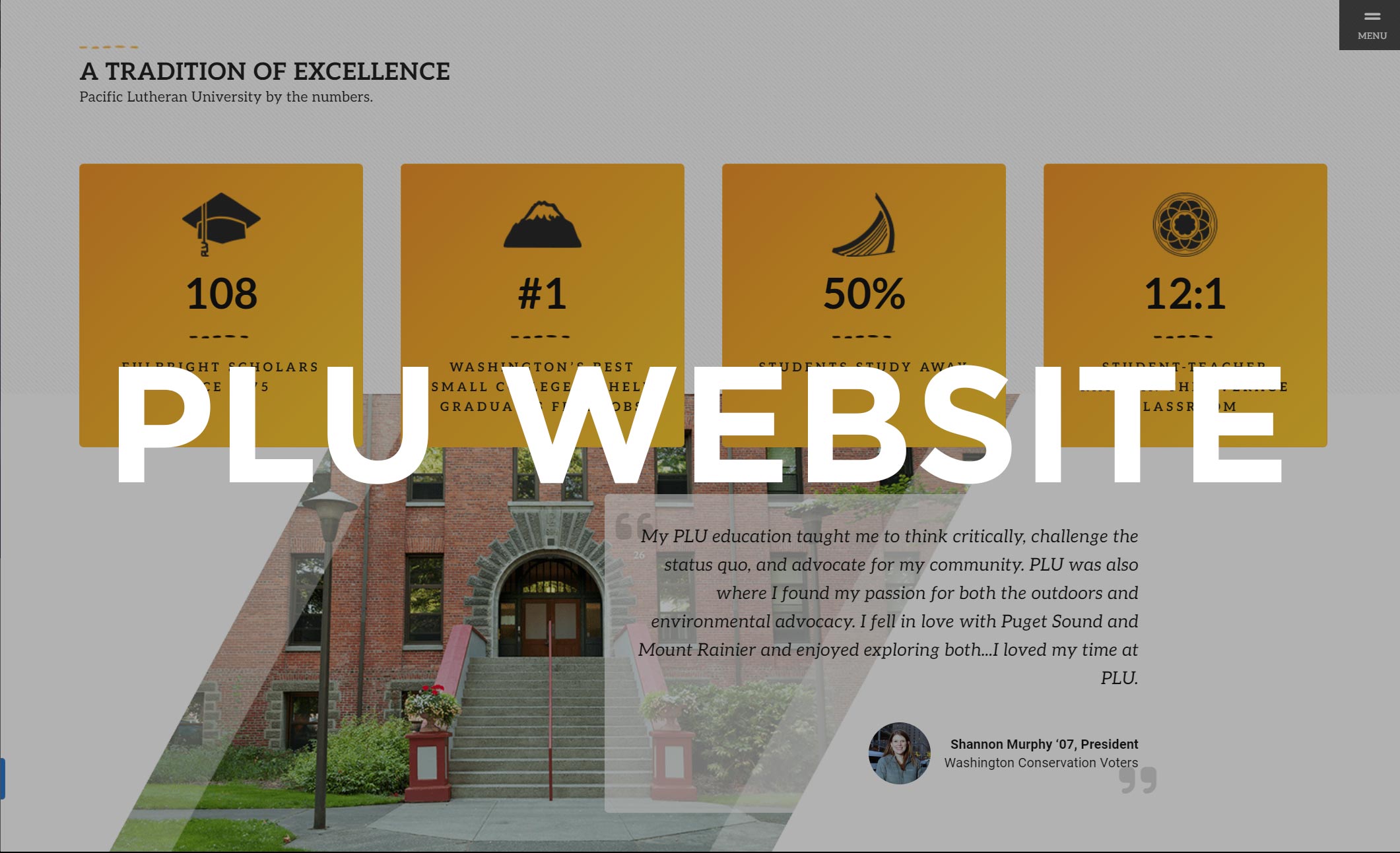 PLU web design example. Screenshot of a website.
