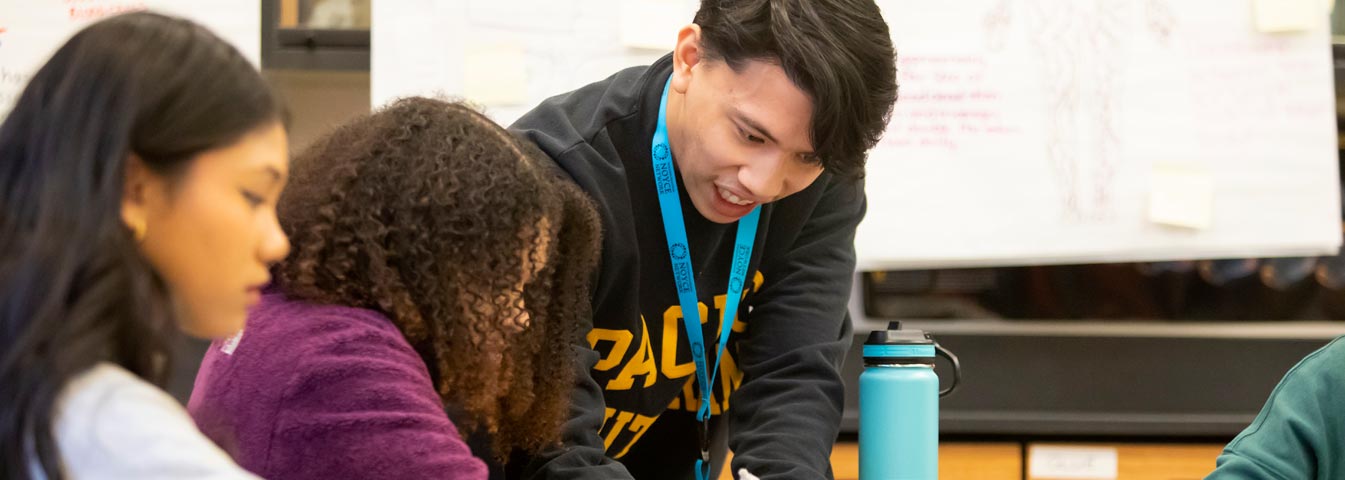 MAE grad student Nic Celebrado leads a chemistry class, Wednesday, March 29, 2023, at Franklin Pierce High School. (PLU Photo / Sy Bean) MAE grad student Nic Celebrado leads a chemistry class, Wednesday, March 29, 2023, at Franklin Pierce High School. (PLU Photo / Sy Bean)