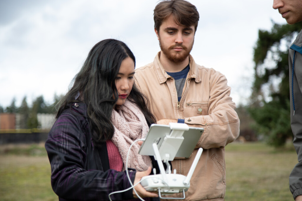 MediaLab members flying drone