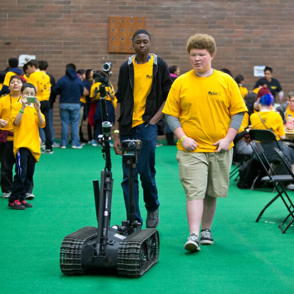 MESA day students with robot 2015