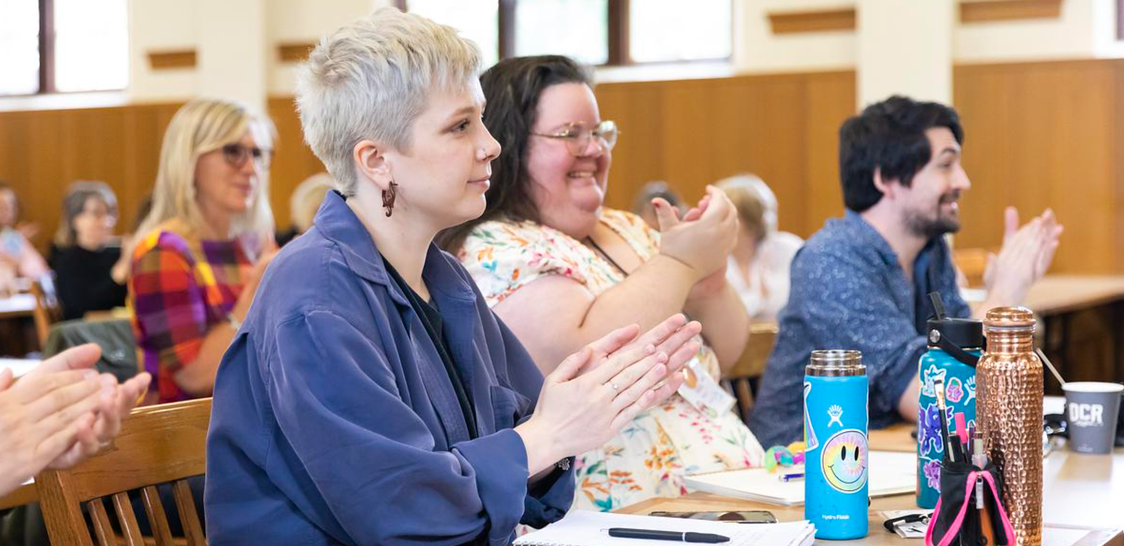 MFA students attending a workshop during the summer residency.