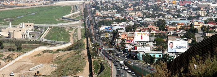 The border separating USA and Mexico