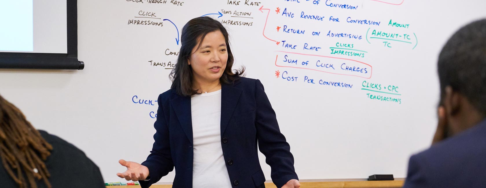 Marketing professor Catherine Ha in the classroom.