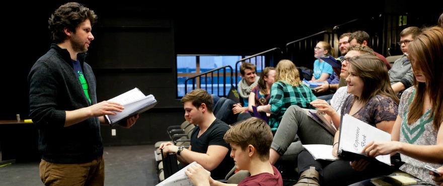 Louis Hobson '00 who played a leading role in "Next to Normal" on Broadway, runs a JTerm workshop at PLU on Tuesday, Jan. 15, 2013. (Photo/John Froschauer)