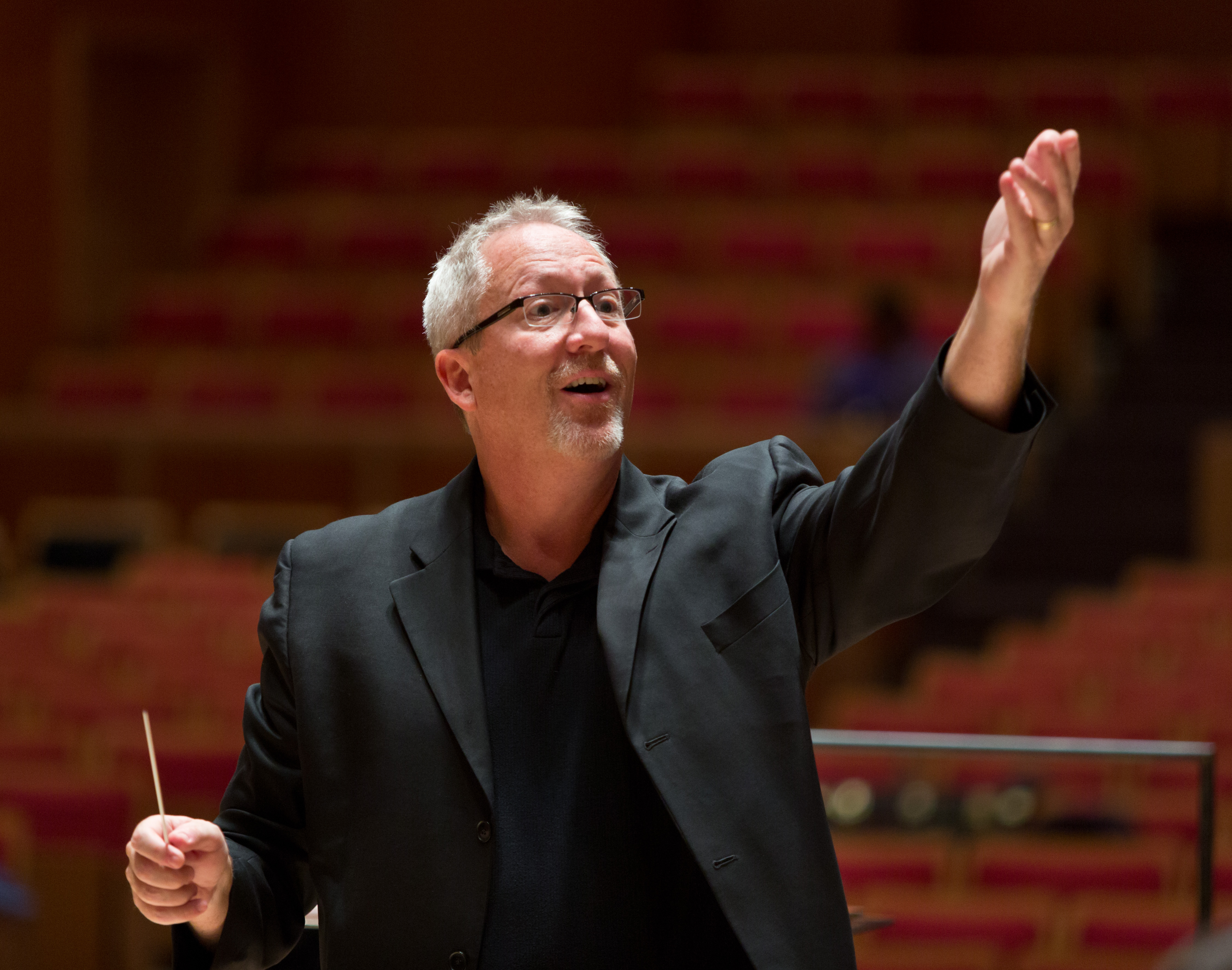 Ed Powell directing the PLU Wind Ensemble on Wednesday, Sept. 18, 2013. (Photo/John Froschauer)