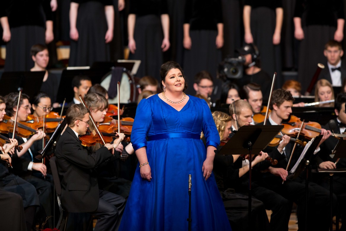 PLU Christmas featuring Angela Meade with the Choir of the West, the University Chorale and the University Orchestra at PLU on Friday, Dec. 11, 2015. (Photo: John Froschauer/PLU)