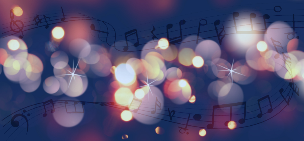 Blog Banner with sparkles of light and music notes