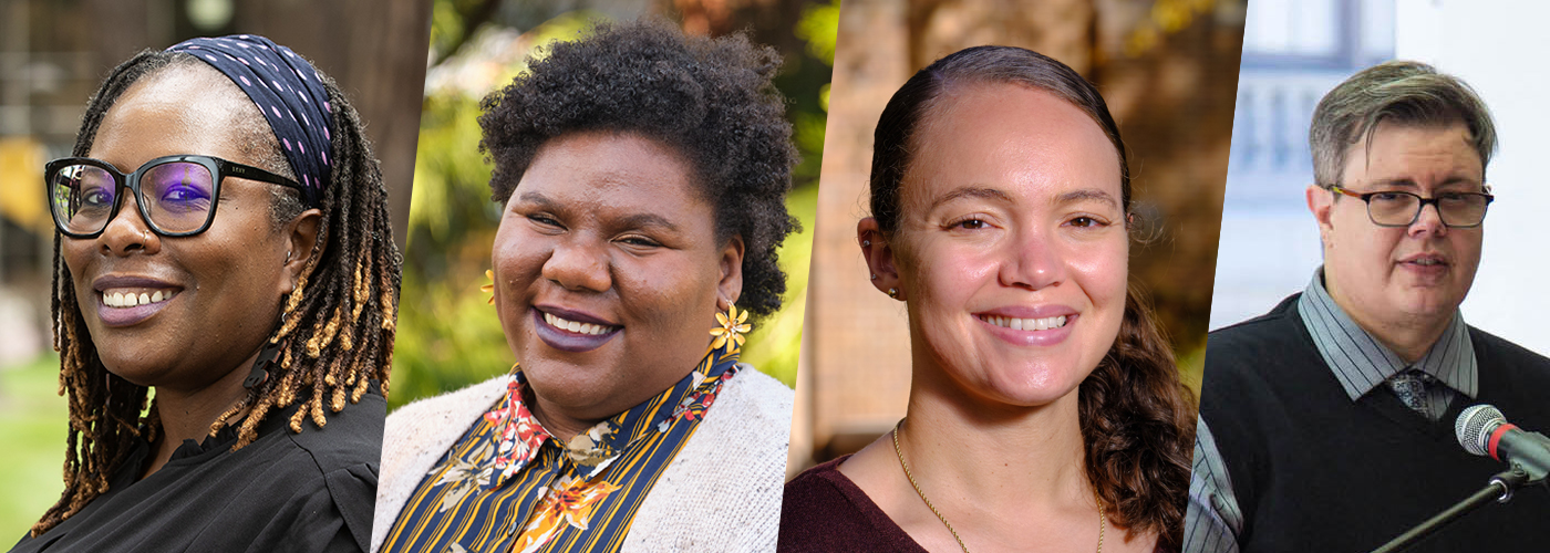 Co-producers of Names Are Sacred: Dr. Angie Hambrick, Nicole Jordan '15, Karmen Baldwin, and Lace m. Smith.