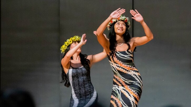 Ashley Akamine performs in Ho’olaule’a 2025: The Cultures of Hawai’i, an event to celebrate the different cultures Hawai’i represents, Saturday, May 3, 2025, in Olson Gymnasium at PLU.