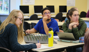 Students listening to a statistics lecture