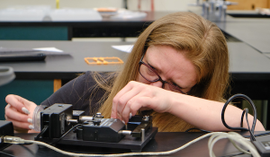 student calibrating instrument