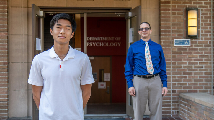 PLU psychology major Ricky Haneda and department chair Jon Grahe (photos by Silong Chhun/PLU)